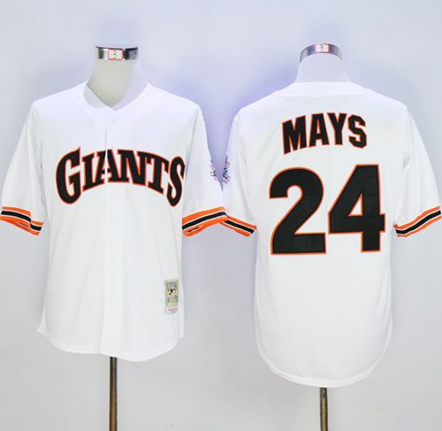 Mitchell And Ness 1989 Giants #24 Willie Mays White Throwback Stitched MLB Jersey - Click Image to Close